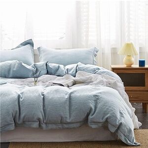 Simple&Opulence 100% Washed Linen Duvet Cover Set - King